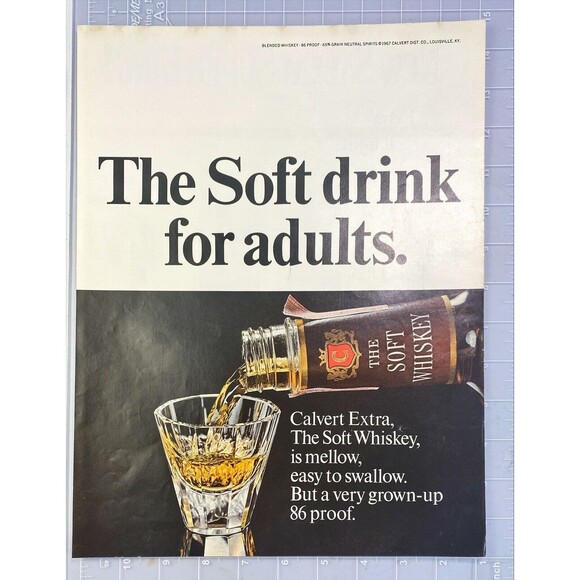 Calvert "The Soft Whiskey: The Soft Drink for Adults" Vintage Print Ad 1967 - Picture 2 of 3